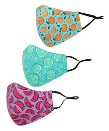 Tossido 100% Cotton 3 Ply Printed Cloth Masks Multicolor - Pack of 3