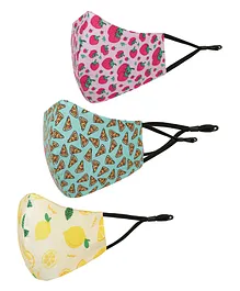 Tossido 100% Cotton 3 Ply Printed Cloth Masks Multicolor - Pack of 3 