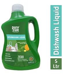 PureCult Eco-Friendly Dishwash Liquid With Sweet Orange and Lemon Essential Oils - 5 Ltr