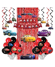 Party Propz Happy Birthday Balloons Car Theme Multicolour - Pack of 46