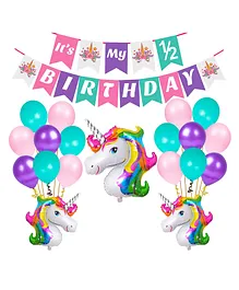 Party Propz Happy Birthday Balloons Set Unicorn Theme Multicolour - Pack of 29