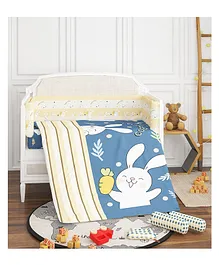 A Homes Grace Peek a Boo Theme Cotton Cot Bedding Set Pack of 6 - Blue & Beige