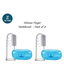 Tiny Tycoonz Soft Silicone Finger Toothbrush With Case Pack of 2 - Blue