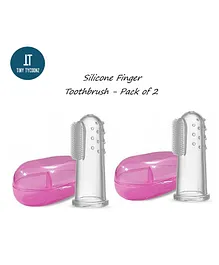 Tiny Tycoonz Soft Silicone Finger Toothbrush With Case Pack of 2 - Pink