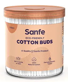 Sanfe Eco Friendly Bamboo Cotton Buds White - 100 Pieces 
