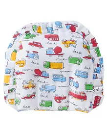 babywish Organic Muslin Mustard Seeds Pillow With Cover Vehicles Print - Multicolour