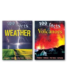 100 Facts Weather And 100 Facts Volcanoes Encyclopedia Books Pack of 2 - English
