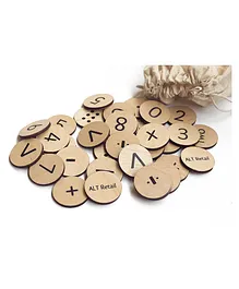 ALT Retail Wooden Number Coins Pack of 34 - Multicolour