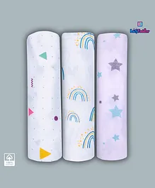 LazyToddler Organic Cotton Muslin Swaddle Printed Pack of 3 - White