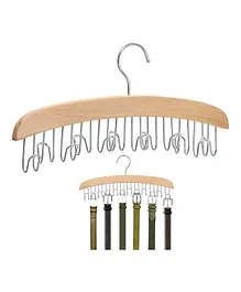 MOMISY Multipurpose Adjustable Wooden Hanger With 12 Hooks - Brown