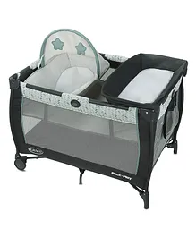 Graco Pack N Play Care Adjustable Height Crib with Wheels - Black Blue