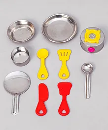 Sunny Welcome Kitchen Set of 10 Pieces - Red Yellow Silver