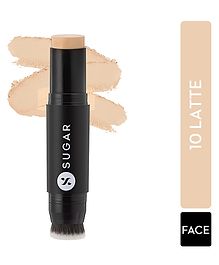 SUGAR Cosmetics - Ace Of Face - Matte Foundation Stick - 10 Latte (Light Foundation with Warm Undertone) - Waterproof- Full Coverage Foundation for Women with Inbuilt Brush - 12 g