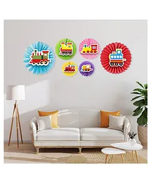 Untumble Train Paper fans Multicolour - Pack of 6