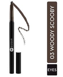 SUGAR Cosmetics - Arch Arrival - Brow Definer - 03 Woody Scooby (Deep Brown Brow Definer) - Smudge Proof- Water Proof Eyebrow Pencil with Spoolie- Lasts Up to 12 hours