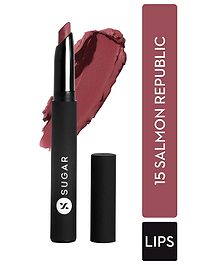 SUGAR Cosmetics Matte Attack Lipstick for Women  Transferproof & Smudgeproof  Lasts upto 12hrs  Enriched With Jojoba Oil  2g - Salmon Republic