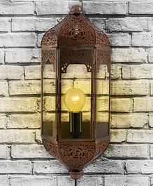 Homesake Oriental Antique Copper Square Wall Lamp - Brown