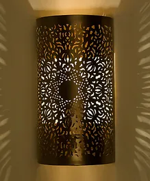 Homesake Moroccan Filgree Antique Brass Finish Wall Lamp - Golden 