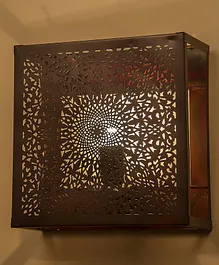 Homesake Oriental Antique Copper Square Wall Lamp With Light Lampshade - Brown
