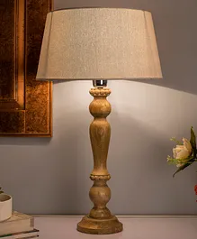Homesake Eureka Polka Natural Wood Table Lamp With Shade - Brown