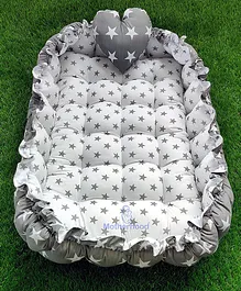 Motherhood Rectangular Tub With Heart Shape Baby Pillow Star Print - Grey