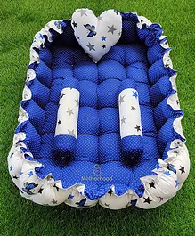 Motherhood Rectangular Tub With Side Support Pillow & Heart Shape Baby Pillow Polka Dots  - Blue 