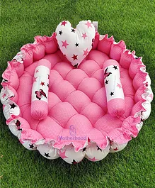 Motherhood Round Tub With Heart Shaped Pillow & Side Support Star Print - Pink