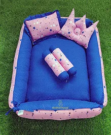 Motherhood Rectangular Tub Bedding Set With Shaped Pillows and Bolsters Star Print - Pink Blue 