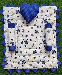 Motherhood Rectangular Mattress With 3 Pillows Star Print - Blue White