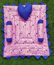 Motherhood Rectangular Mattress With 3 Pillows Star Print - Pink Blue