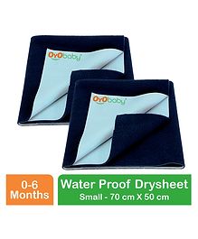 OYO BABY Small Dry Sheet 100% Waterproof for New Born Baby | Protects Mattress, Bed Sheet | Size 50 X 70cm, Pack Of 2 (Dark Blue)