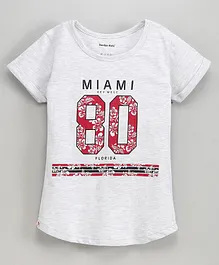 Sundae Kids Half Sleeves Top Text Print - Melange Grey