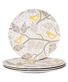 Earthism Eco-Friendly Life Theme Bamboo Fibre Dinner Plates Pack of 4 - White Grey 