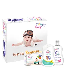 Fabie Baby Wash (200 ml) Massage Oil (200 ml) & Soap - 125 gm (Pack of 3)