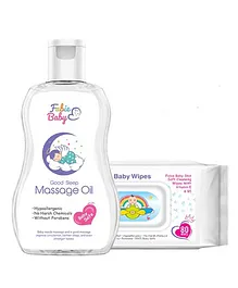 Fabie Baby Wipes & Massage Oil Combo - 80 Pieces, 200 ml