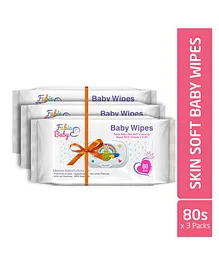 Fabie Baby SkinSoft Baby Cleansing Wipes Pack of 3 - 80 Pieces Each