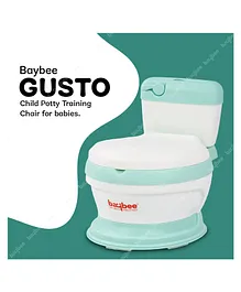 Baybee Gusto Western Potty Training Toilet Chair With Closing Lid & Removable Tray - Green