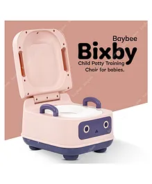 Baybee Bixby Potty Training Toilet Chair With Closing Lid & Removable Tray - Pink