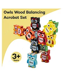 Baybee Wooden Owl Balancing Stacking Block With Numbers - 14 Pieces