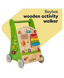Baybee Wooden Multi Functional Activity Push Walker with Xylophone & Counting Beads - Multicolor