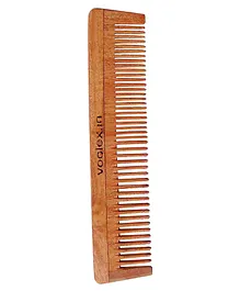 WOODYKRAFT Handmade Natural Pure Healthy Neem Wooden Double Tooth Comb - Brown