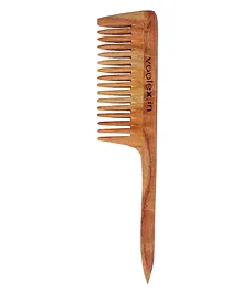 WOODYKRAFT Handmade Natural Pure Healthy Neem Tail Wooden Comb - Brown