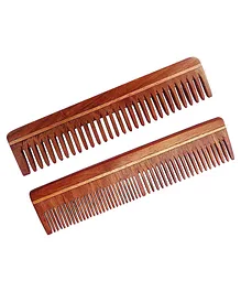 Voolex Handmade Natural Pure Healthy Shisham Wooden Comb Pack of 2 - Brown