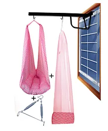 VParents Cherub Baby Swing Cradle With Mosquito Net Spring And Metal Window Cradle Hanger - Pink