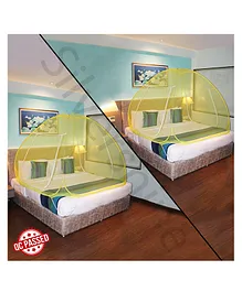 Silver Shine Double Bed Foldable Mosquito Net King Size Pack Of 2- Yellow  