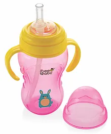 BeeBaby No Spill Flex Straw Sippy Cup With Handle Pink Yellow -  240 ML