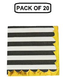 Shopping Time 2 Ply Paper Napkin Black White Stripe - Pack of 20