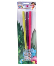 Dora Velvet Coated Pencils with Sharpener & Eraser Pack of 3 - Multicolour