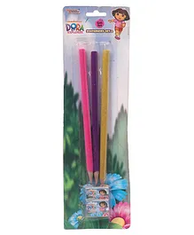 Dora Velvet Coated Pencils with Sharpener & Eraser Pack of 3 - Multicolour