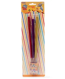 Dora Tom & Jerry Velvet Coated Pencils With Sharpener & Eraser Pack of 3 (Color May Vary)